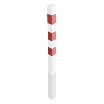 Absperrpfosten 70x70mm, herausnehmbar, Bodenhülse, 900mm Überflur, Dreikant+Profilzylinder, weiß/rot