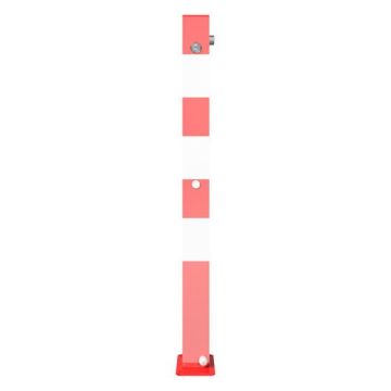 Absperrpfosten 70x70mm, Aufdübeln, 900mm Überflur, umlegbar, Dreikant + Schlüssel Typ 4039, rot/weiß
