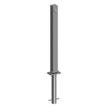 Absperrpfosten 70x70mm, zum Einbetonieren, 900mm Überflur, umlegbar, Dreikant+Schlüssel