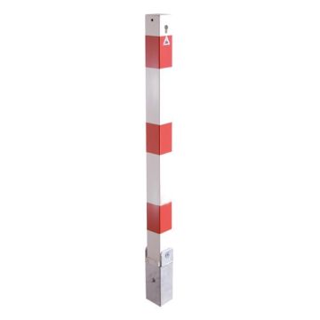 Absperrpfosten 70x70mm, zum Einbetonieren, 900mm Überflur, Profilzylinder, Hebe- Kippmechanik, w/r