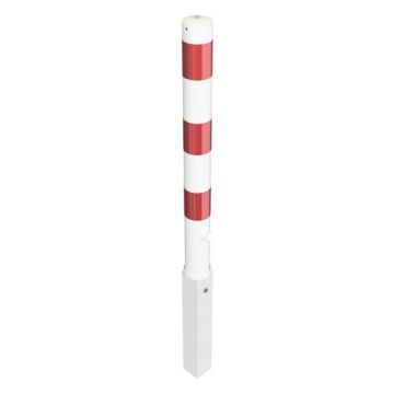 Absperrpfosten Ø 89 mm, herausnehmbar, 900mm Überflur, mit Dreikantverschluss, weiß/rot reflek.