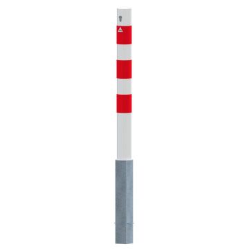 Absperrpfosten Ø 89 mm, herausnehmbar, 900mm Überflur, mit Profilzylinder, weiß/rot reflek.