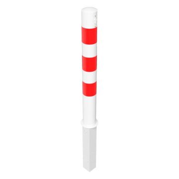 Absperrpfosten Ø 102 mm, herausnehmbar, 900mm Überflur, mit Profilzylinder, weiß/rot reflek.