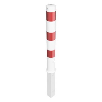 Absperrpfosten Ø 108 mm, herausnehmbar, 900mm Überflur, mit Dreikantverschluss, weiß/rot reflek.