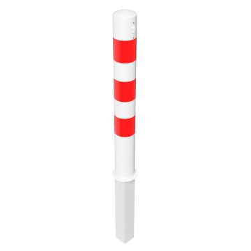 Absperrpfosten Ø 108 mm, herausnehmbar, 900mm Überflur, mit Profilzylinder, weiß/rot reflek.