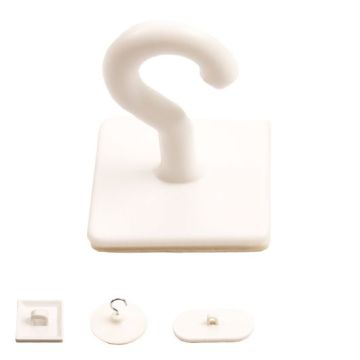 Klebehaken, selbstklebend,   Kunststoff, weiß, VE = 10 Stück