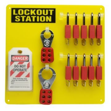 Lockout-Tafel - 10 Personen, Acryl, 342 x 342 mm, gelb, ungefüllt