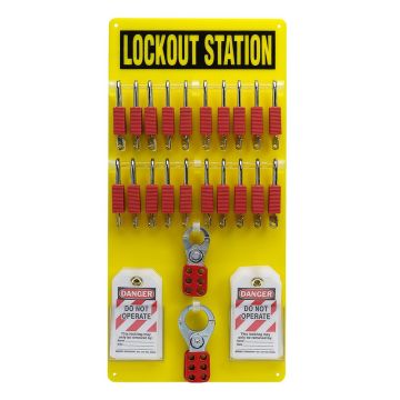 Lockout-Tafel - 20 Personen, Acryl, 292 x 597 mm, gelb, ungefüllt
