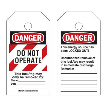 RipTag™ Wartungsanhänger, gestreift, DANGER - DO NOT OPERATE, beidseitig, Polyester, 250 St./Rolle