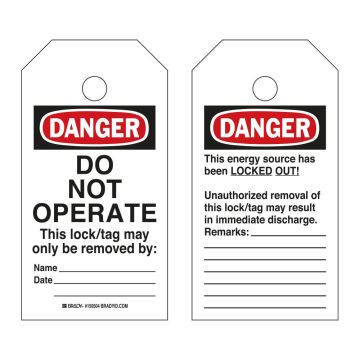 RipTag™ Wartungsanhänger, weiß, DANGER - DO NOT OPERATE, beidseitig, Polyester, 250 St./Rolle