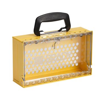 SlimView™ Gruppenverschlusskasten, für 12 Sicherheitsschlösser, Stahl, Deckel aus PC, gelb