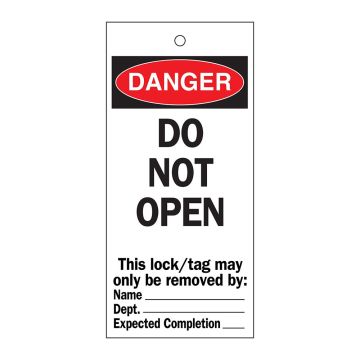 Wartungsanhänger, DANGER - DO NOT OPEN, einseitig, Polyester, 10 Stück