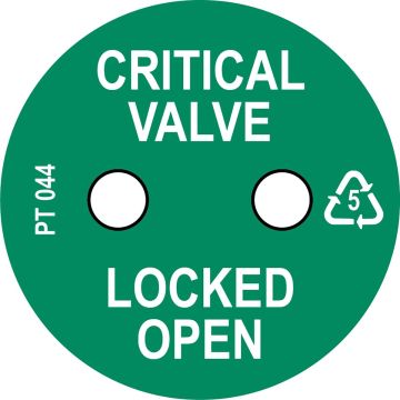 Inspektionsanhänger zur Ventilkennzeichnung, Crtitical Valve Locked OPEN, Kunststoff Ø 41 mm