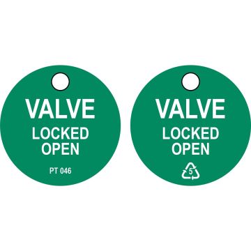 Inspektionsanhänger zur Ventilkennzeichnung, Valve Locked OPEN, Kunststoff Ø 41 mm