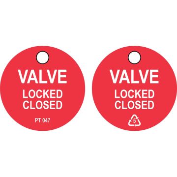 Inspektionsanhänger zur Ventilkennzeichnung, Valve Locked CLOSED, Kunststoff Ø 41 mm