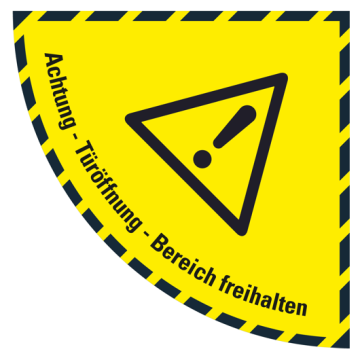 Bodenmarkierung für Türbereiche, Viertelkreis, Türöffnung freihalten...