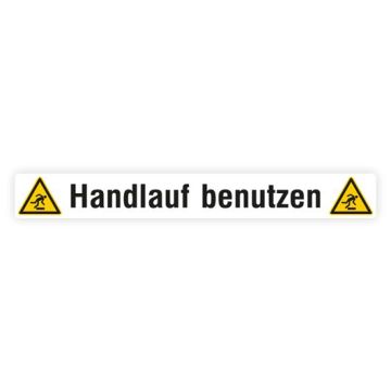 Treppenmarkierung Handlauf benutzen, Warnzeichen, rutschhemmend, 100 x 800 mm