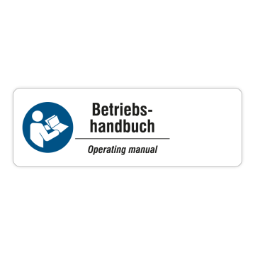 DIN A4 Etikettenbögen mit professionellem Vordruck "Betriebshandbuch" und Freifeld für Ihren QR-Code