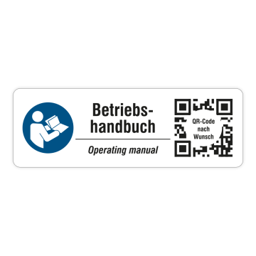 Service-Etiketten "Betriebshandbuch" auf A4 Bogen, mit QR-Code nach Wunsch