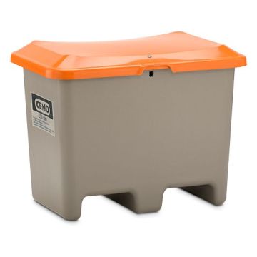 CEMO Streugutbehälter Plus3, mit Staplertaschen, 200 - 400 Liter, GFK, grau/orange