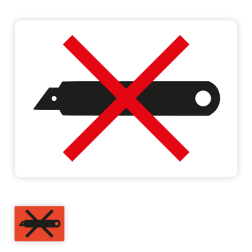 Paketaufkleber, "Nicht mit dem Messer öffnen", 105 x 74 mm, diverse Varianten