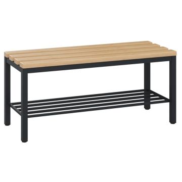 C+P Sitzbank Solid, 450x1000x358mm, schwarzgrau, Schuhrost, Sitzleisten aus Buche