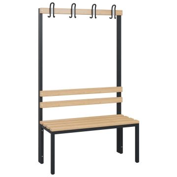 C+P Garderobenbank einseitig Solid, schwarzgrau, 1716x1000x412mm, Sitzleisten aus Buche