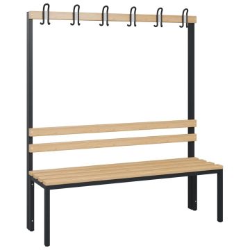 C+P Garderobenbank einseitig Solid, schwarzgrau, 1716x1500x412mm, Sitzleisten aus Buche