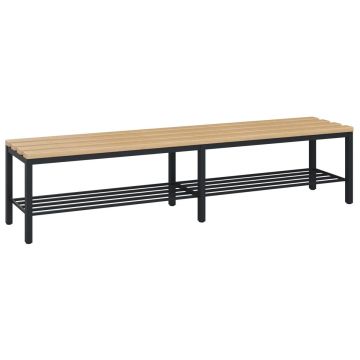 C+P Sitzbank Solid, 450x2000x358mm, schwarzgrau, Schuhrost, Sitzleisten aus Buche