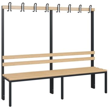 C+P Garderobenbank einseitig Solid, schwarzgrau, 1716x2000x412mm, Sitzleisten aus Buche