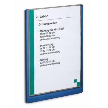 Türschild CLICK SIGN mit Sichtfenster, Rahmen Kunststoff, dunkelblau, Fenster Acryl,