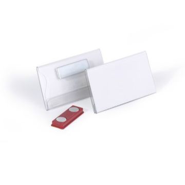 Namensschild mit Magnet, Hartfolie, transparent, 75 x 40 mm