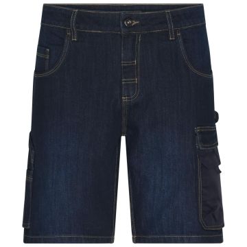 Workwear Stretch-Bermuda-Jeans, Shorts, blue denim, diverse Werkzeugtaschen, robuste und bequem