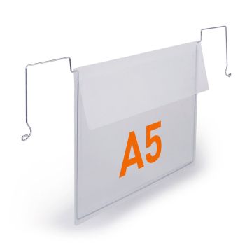 Drahtbügeltasche, DIN A5, quer, mit Klappe, transparent, 10 Stück