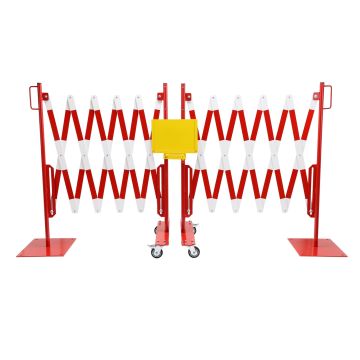 Scherengitter-Set, 4 m Auszugslänge, mit Infotafel, rot/weiß