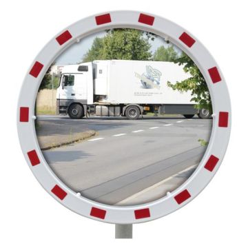 EUvex Verkehrsspiegel, Acryl, Rahmen rot/weiß, reflektierend RA2, rund