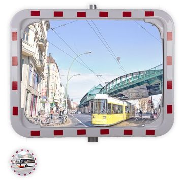 EUvex Verkehrsspiegel, Acryl, Rahmen rot/weiß, reflektierend RA2, eckig