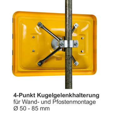 4-Punkt Kugelgelenkhalterung für Spiegel, Wand- oder Pfostenmontage Ø 50-85 mm