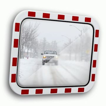 Verkehrsspiegel Eisfrei, Rahmen reflektierend RA2, Inox, eckig