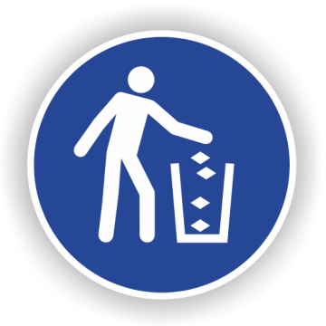 Gebotsschild, Abfallbehälter benutzen, ISO 7010, Aufkleber, Folie, d = 200 mm