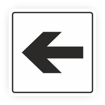 Hinweisschild m. Piktogramm, Richtungspfeil, Aufkleber, Folie, 148 x 148 mm, weiß
