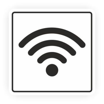 Hinweisschild m. Piktogramm, WiFi, Aufkleber, Folie, 148 x 148 mm, weiß