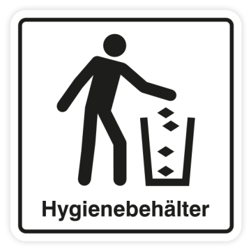 Hinweisschild m. Piktogramm, Hygienebehälter, Aufkleber, Folie, 148 x 148 mm, weiß