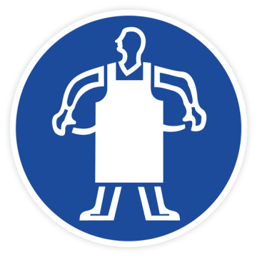 Gebotsschild, Schutzschürze benutzen, praxisbewährt