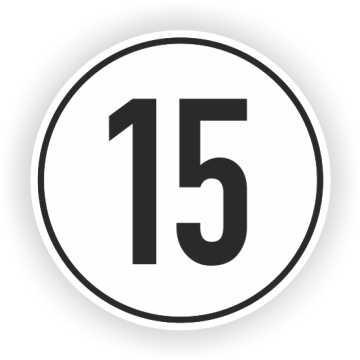 Geschwindigkeitsschild nach § 58 StVZO, 15 km/h, Folie, Ø 200 mm