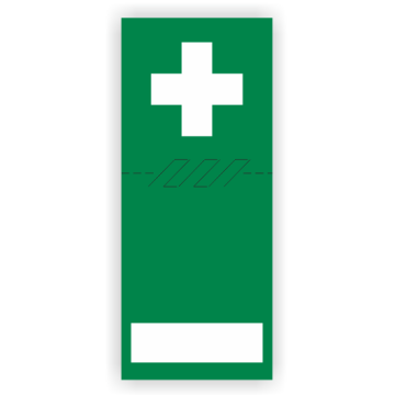 Prüfsiegel für Erste-Hilfe Kästen und Schränke mit Wunschtext, Aufkleber, Folie, 30 x 70 mm