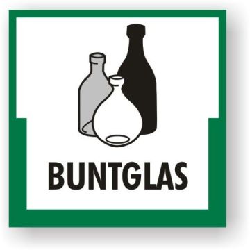 Wertstoffkennzeichnung - Buntglas verschiedene Ausführungen