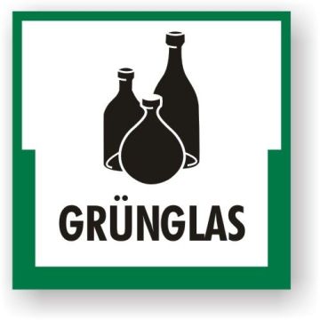 Wertstoffkennzeichnung - Grünglas verschiedene Ausführungen