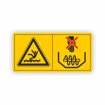 Maschinenschild, Niemals in den Korntank fassen, gem. ISO 11684, Folie