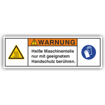 Maschinenschild, Nur mit Handschutz berühren, nach DIN ISO 3864-2, Folie